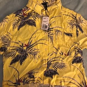 F21 Hawaiian Floral Print Cropped Shirt